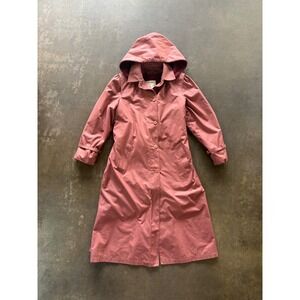 Vintage London Fog Trench Coat Womens Salmon Belted Rain Coat Full Length Size 8